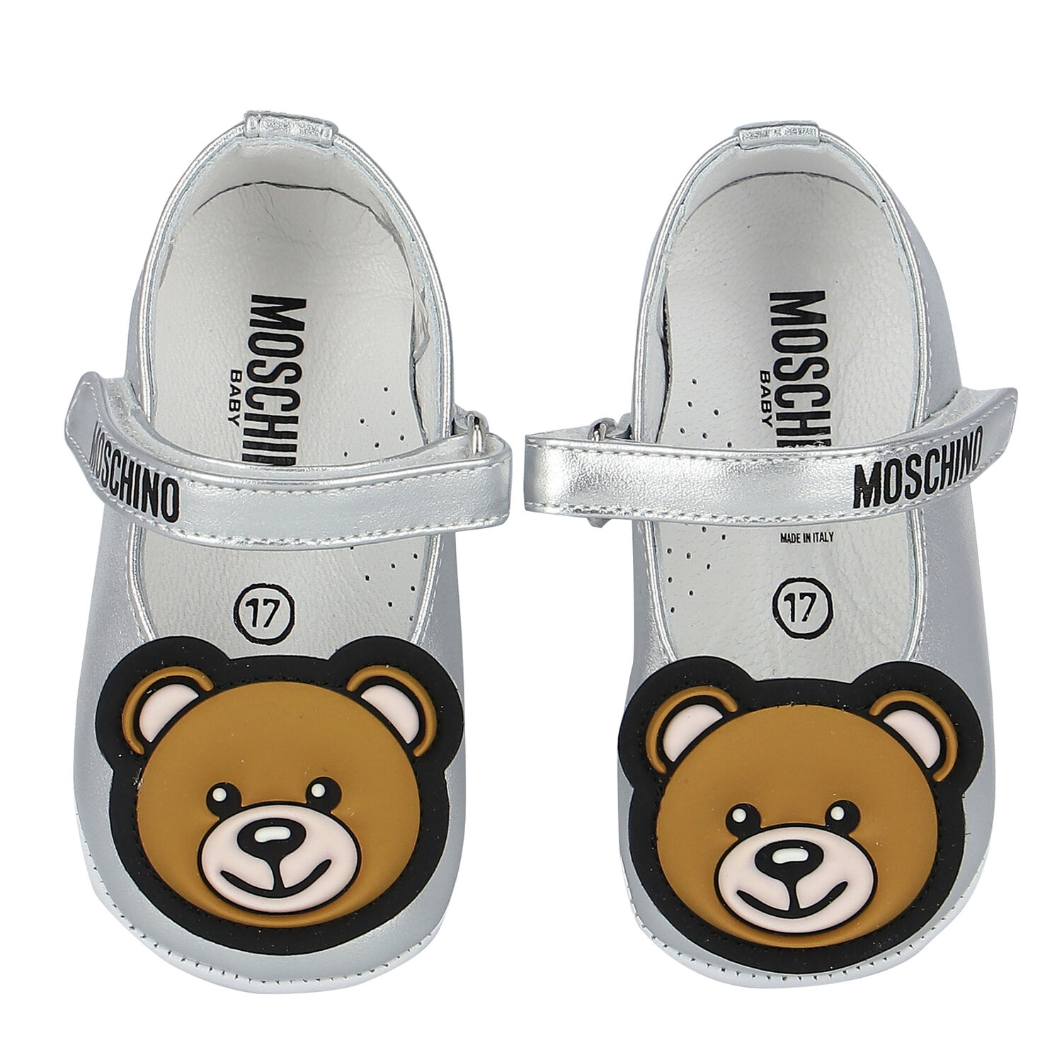 Baby Girls Silver Teddy Bear Pre Walker Shoes, 2, hi-res